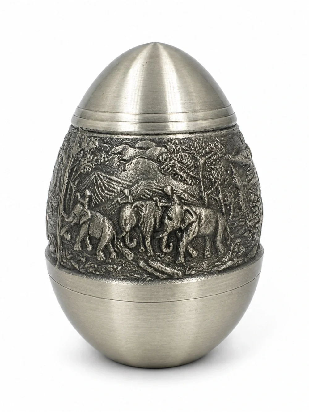 Decorative Pewter-Gray Carved Egg Salt & Pepper Shakers - Home Dining Serveware